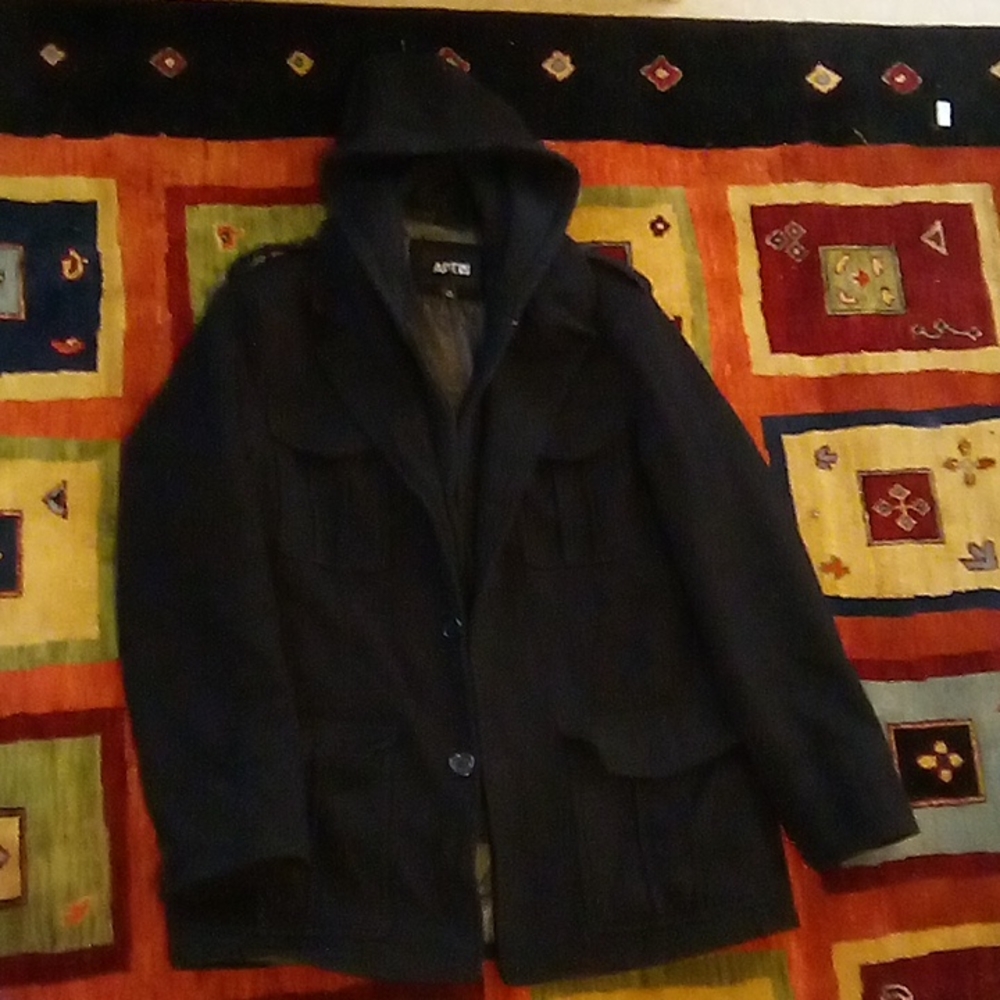 Wool men's hooded coat